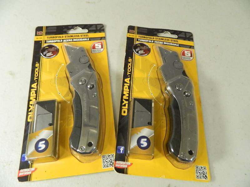 lot 105 image: 2 New Turbofold Stainless Steel Knives