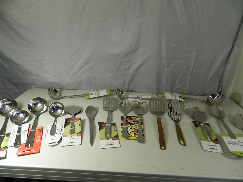 lot 106 image: 18 New Stainless Steel Kitchen Utensils