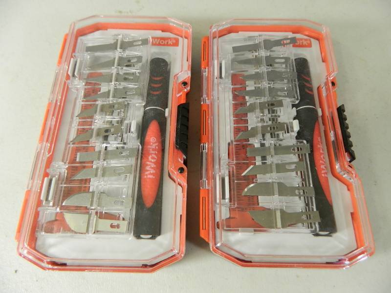lot 112 image: 2 New IWork 15 Pc Hobby Knife Sets
