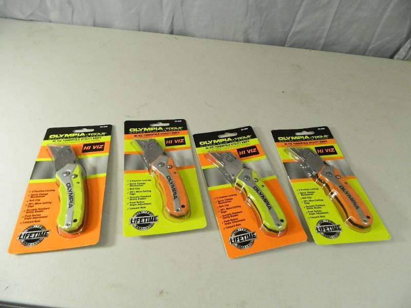 lot 120 image: 4 New Olympis Hi Viz Utility Knives