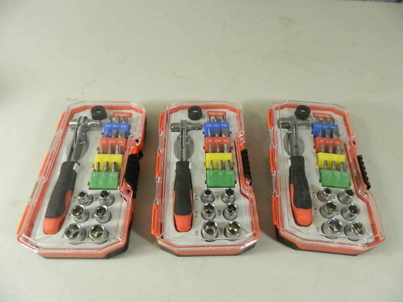 lot 131 image: 3 New IWork 22 Pc 2 in 1 Ratchet Driver Sets