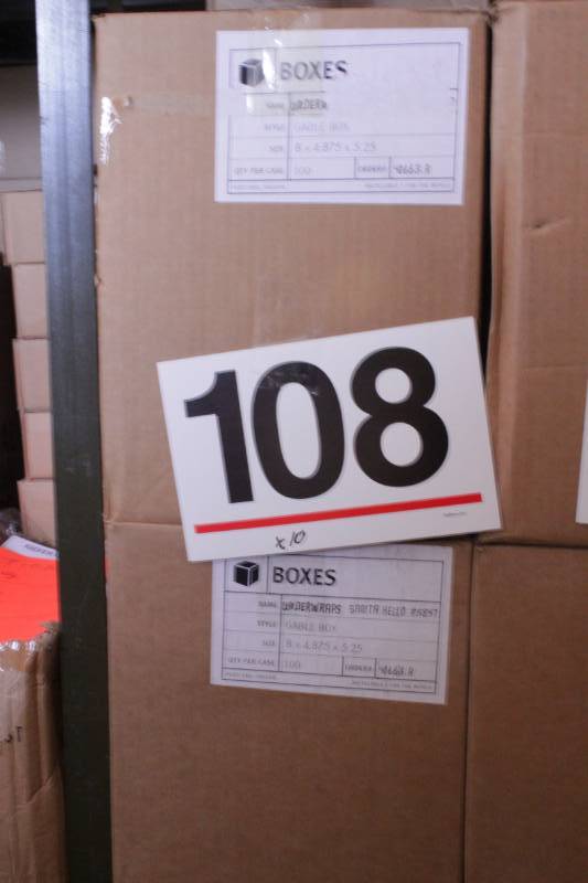 lot 108 image: 1000 Santa Gable Gift Boxes with Handle