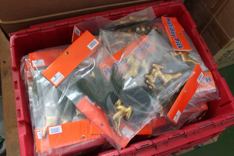 lot 110 image: 144 Reindeer Holiday Picks in Retail Packaging