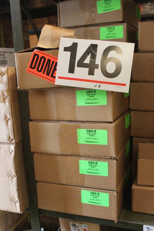 lot 146 image: 576 Berwick White & Silver Mini Bows in Retail Packaging