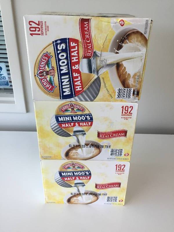 Lot of 3 boxes of Land O Lakes Mini Moos Creamer Half and Half Cups 192 Count 54 fl oz
