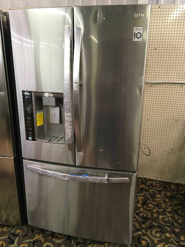 lot 280 image: LG LFXS27466S Refrigerator, Retail $2,899.99