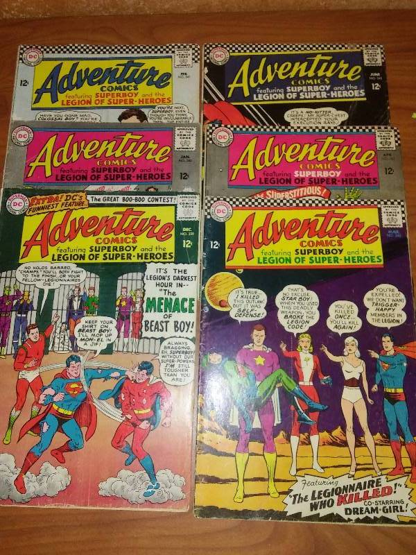 6 Adventure Comics Superboy and the Legion of Superheroes 339, 340, 341, 342, 343, 345