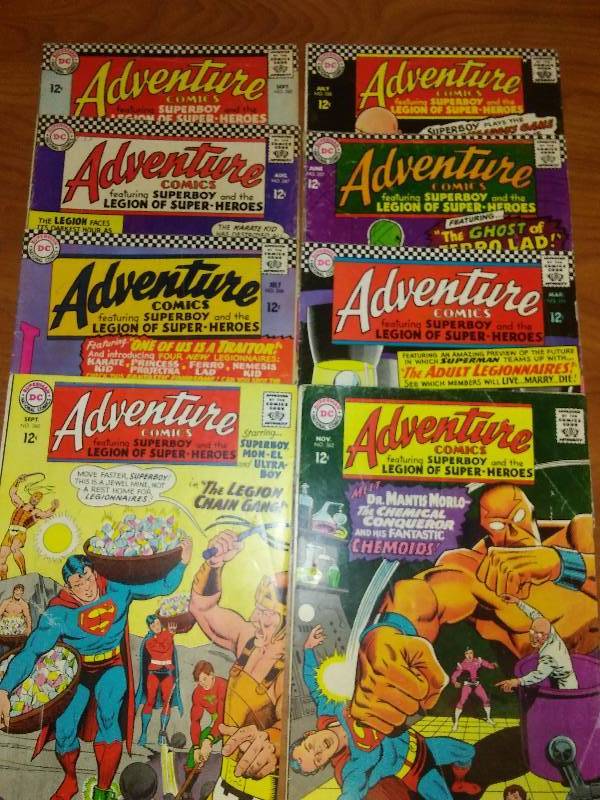 8 Adventure Comics, Superboy and the Legion of Superheroes 346, 347, 348, 354, 357, 358, 360, 362