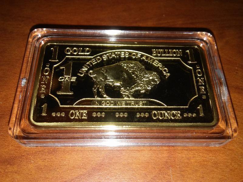 NDSU Bison gold bar 100 Mil .999 find gold, one troy ounce, gold plated