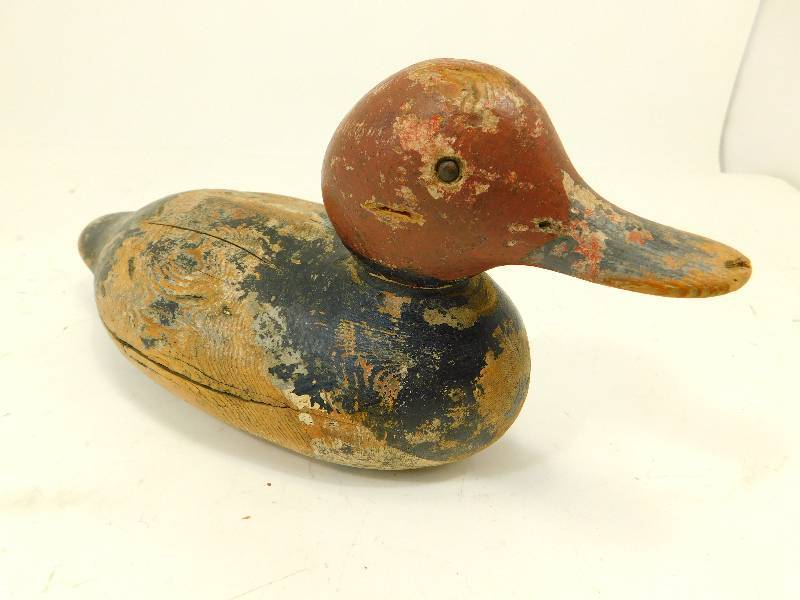 lot 32 image: Vintage Hand Carved Wooden Mallard Duck Decoy