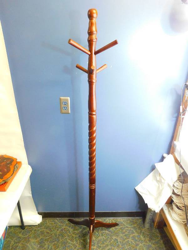 lot 57 image: Five Arm Wooden Umbrella Hanging Tree