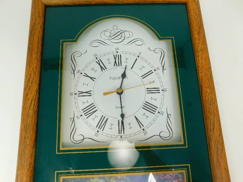 Ingraham Quartz Battery Operated Wall Clock With Deer Scene In Bottom