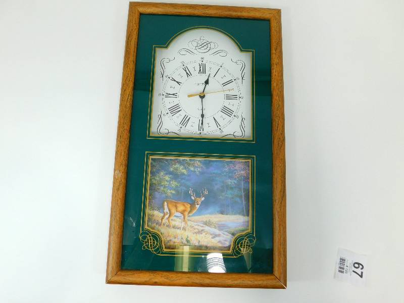 Ingraham Quartz Battery Operated Wall Clock With Deer Scene In Bottom