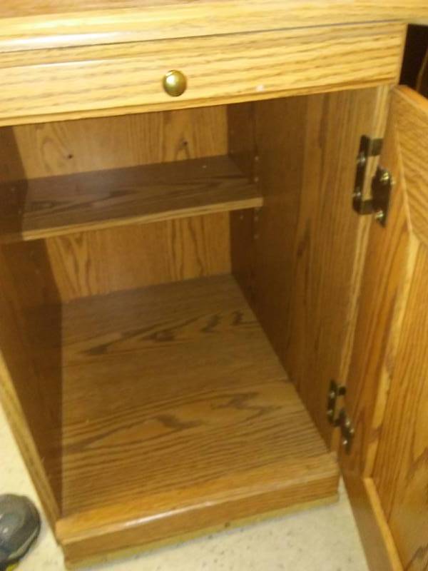 lot 285 image: Side table with  cupboard and pull out