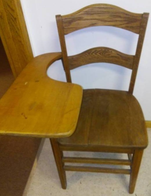 lot 322 image: Vintage School writing desk, Oak