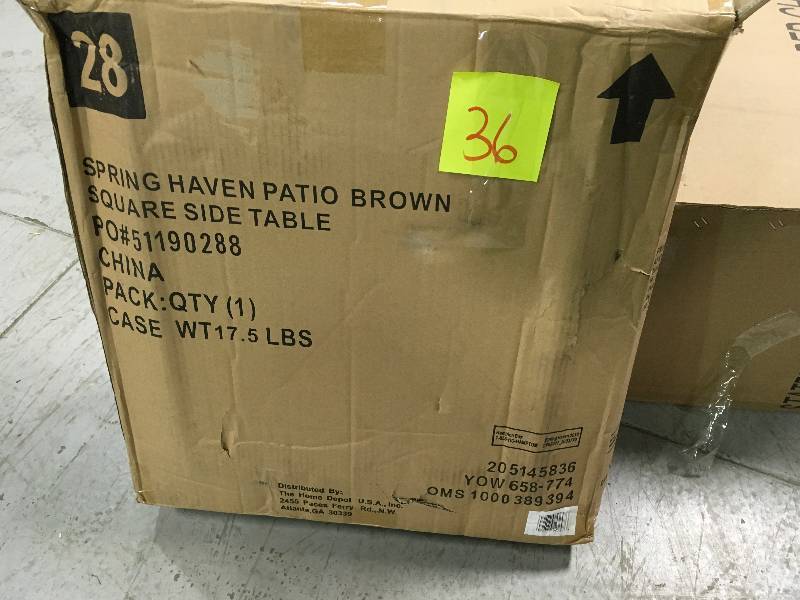 Hampton Bay Spring Haven Brown All-Weather Wicker Patio Side Table not used