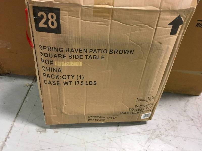 Hampton Bay Spring Haven Brown All-Weather Wicker Patio Side Table not used