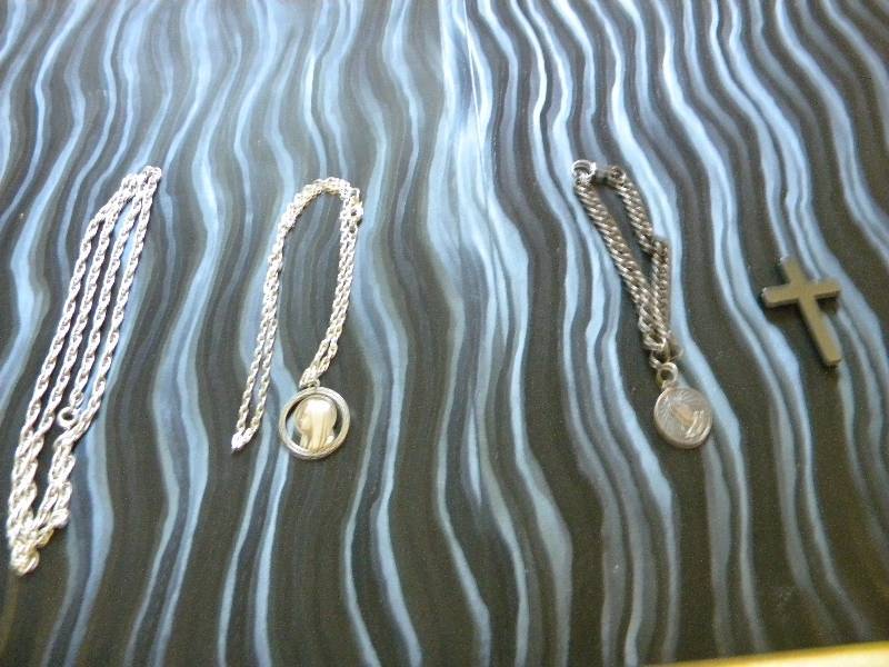 Mary Necklace, Serenity Prayer Bracelet, Chain Necklace & Cross