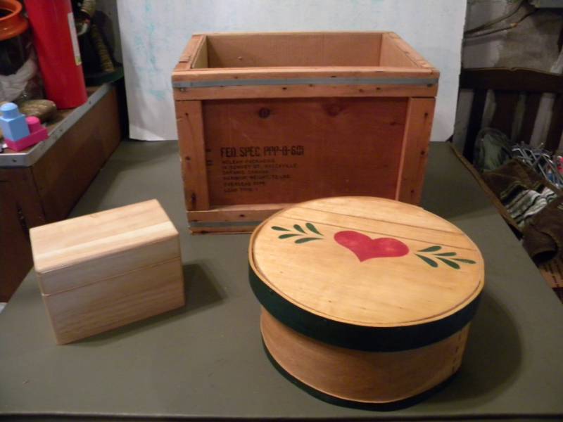 Wood Hat Box, Wood Box & Lidded Box
