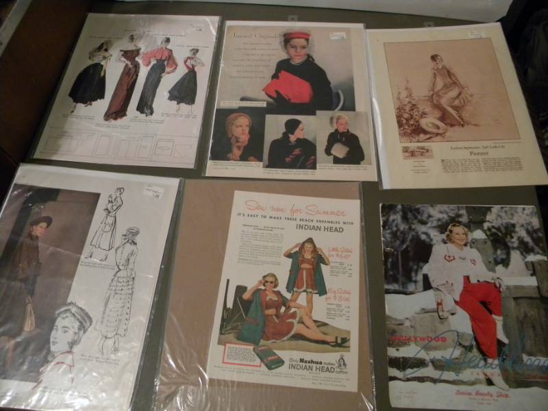 5 Vintage Clothing Ads & Beauty Shop Brochure