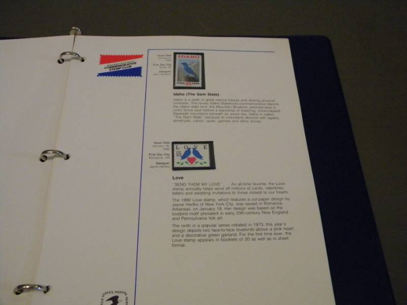 USPS Commemorative Stamp Club Binder with Stamps