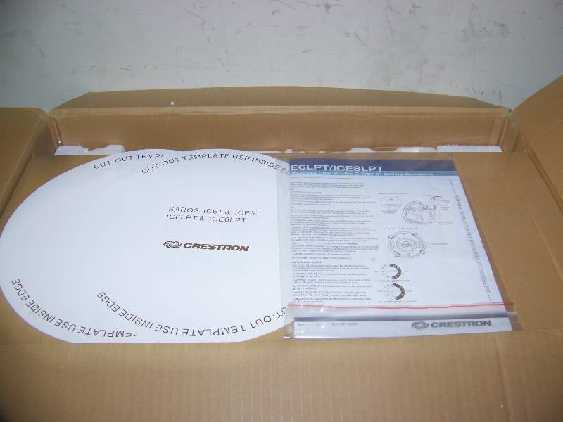 lot 35 image: (2) Crestron, SAROS, Low Profile, 6.5, 2-Way, In-Ceiling Speakers with Grilles and Ceiling Tile Brackets - NEW IN BOX