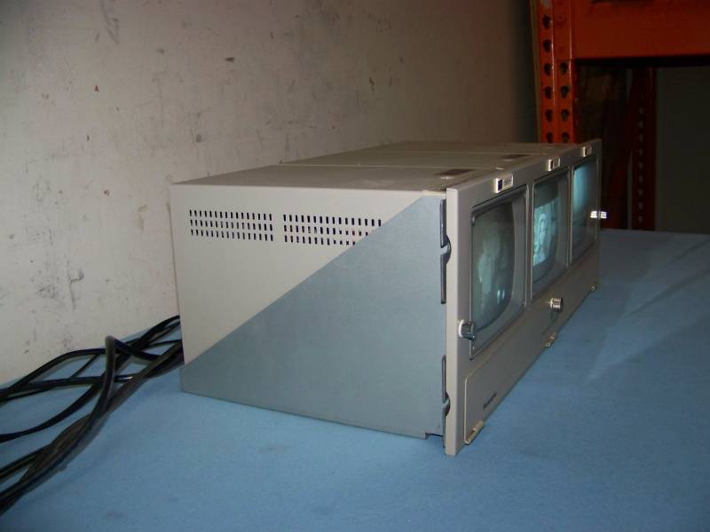 lot 68 image: (3) Panasonic, 5, BW, Video Monitors in Rack Shelf