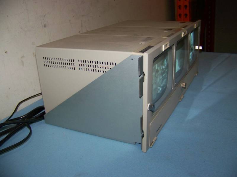 lot 69 image: (3) Panasonic, 5, BW, Video Monitors in Rack Shelf