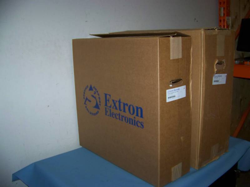 lot 43 image: (2) Extron Electronics, FF 220T and (2) Extron Electronics, SF228T In-Ceiing Speakers  Loudspeakers  - NEW IN ORIGINAL BOXES