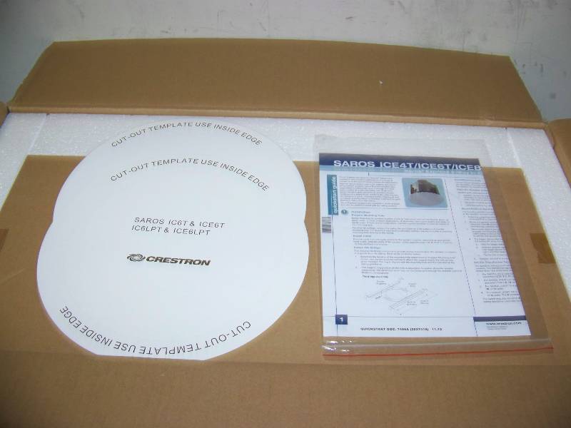 lot 37 image: (2) Crestron, SAROS Express, 6.5, 2-Way, In-Ceiling Speakers with Grilles and Ceiling Tile Brackets - NEW IN BOX
