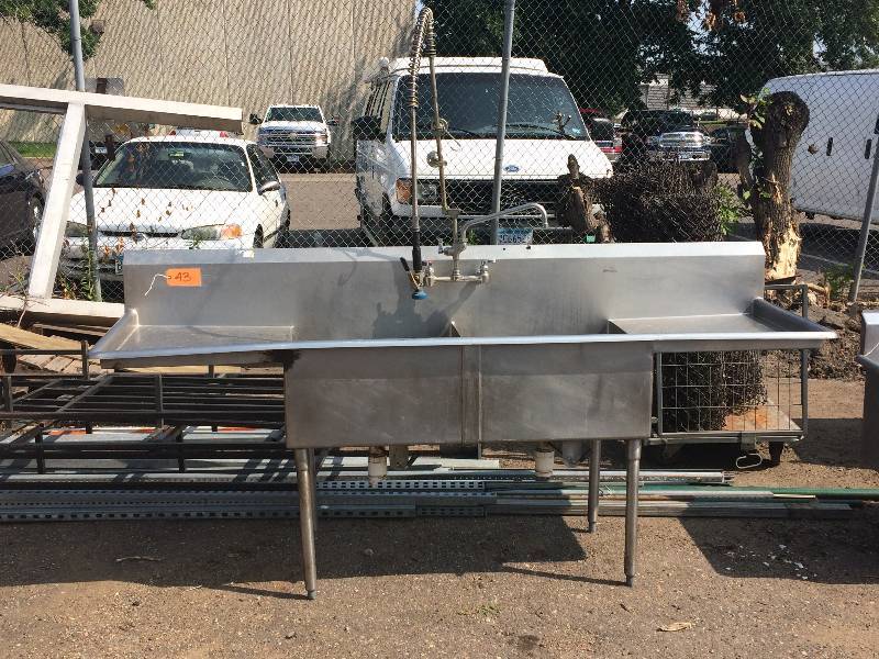 lot 43 image: 2 basin stainless steel sink