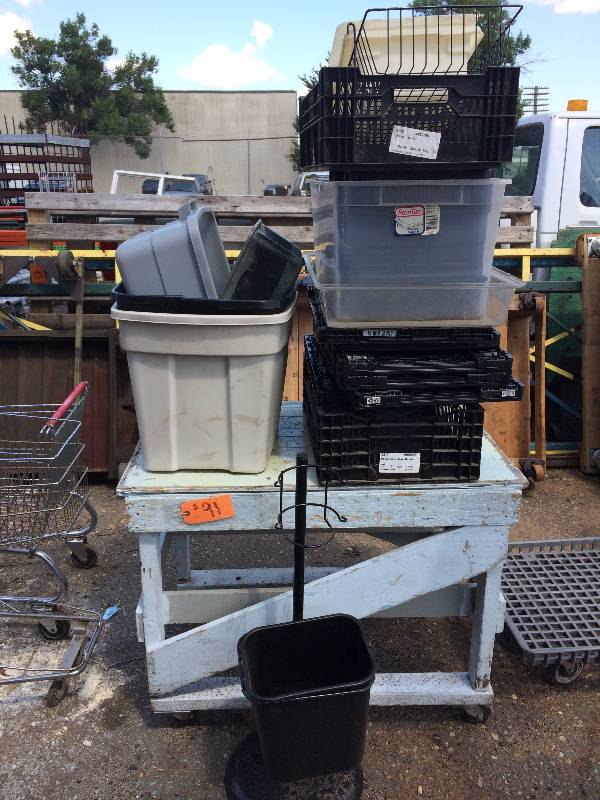 lot 91 image: Rolling table with various bins