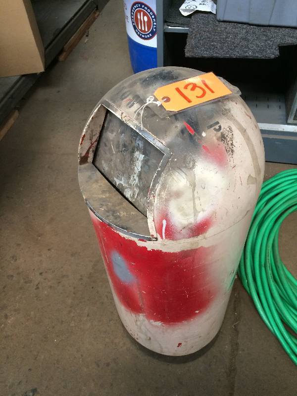 lot 131 image: Torpedo style steel garbage can