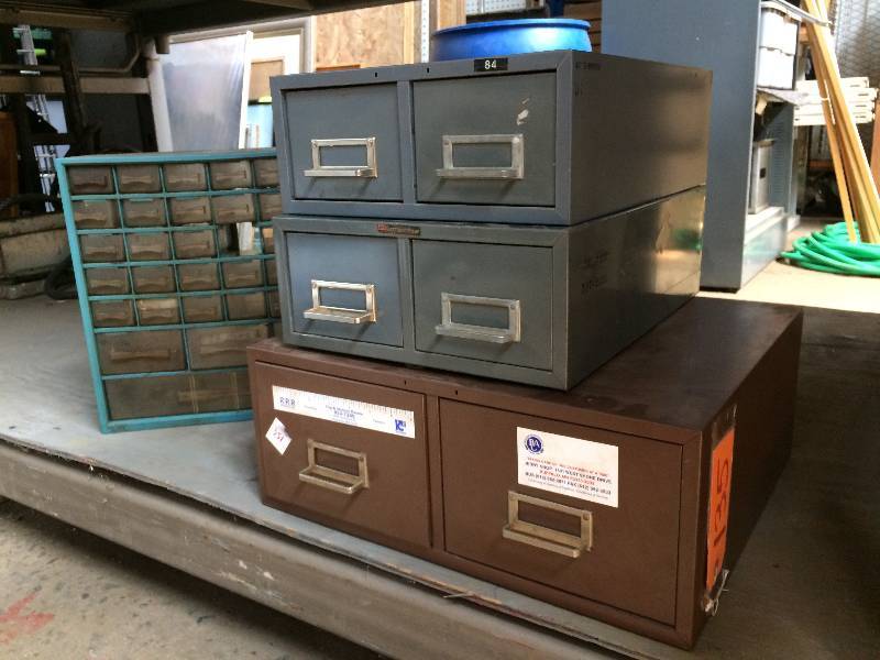 lot 135 image: Misc file drawers and hardware cubby