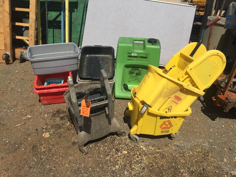 lot 102 image: Eyewash station mop buckets and bins