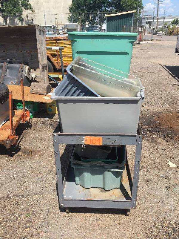 lot 104 image: Rolling cart with bins