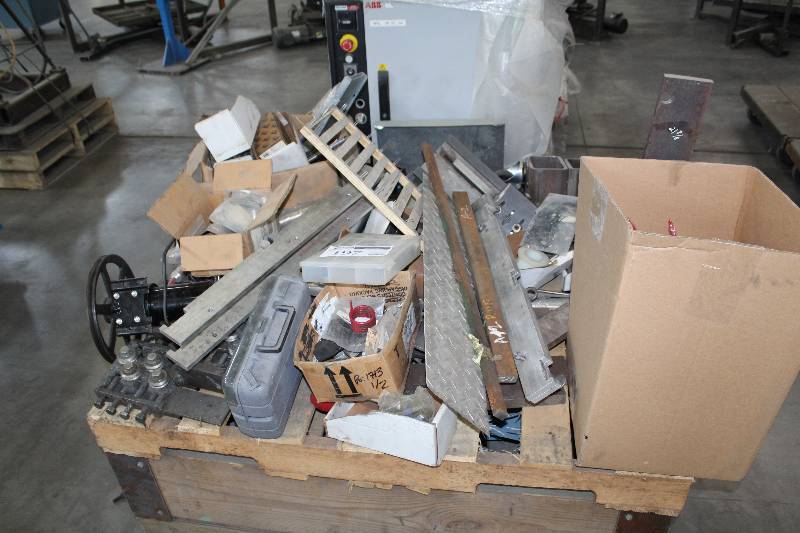 lot 197 image: Pallet Lot of Parts, Hardware - Bimba Cylinders, Caster Sets, Switches, And More