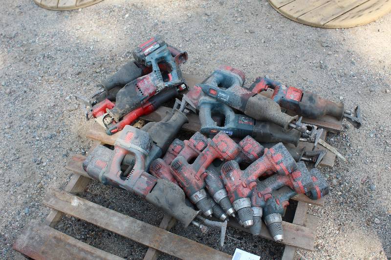 lot 132 image: Cordless Tools w Batteries - Drills, Saws