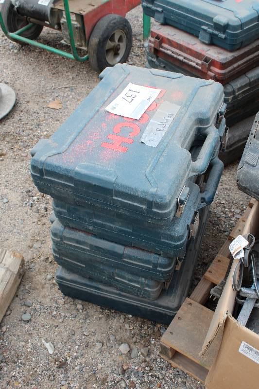 lot 137 image: Lot of (5) Bosch 14.4V Cordless Drills w Battery, Charger, Case