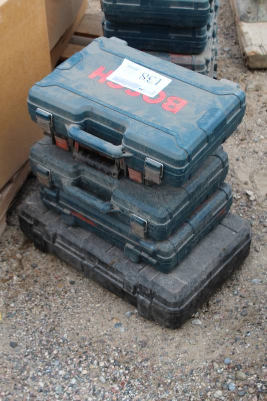lot 138 image: Lot of (5) Power Tools w Battery, Charger, Case - Bosch 14.4V Drill, DeWalt 12V Drill, DeWalt 24V Drill
