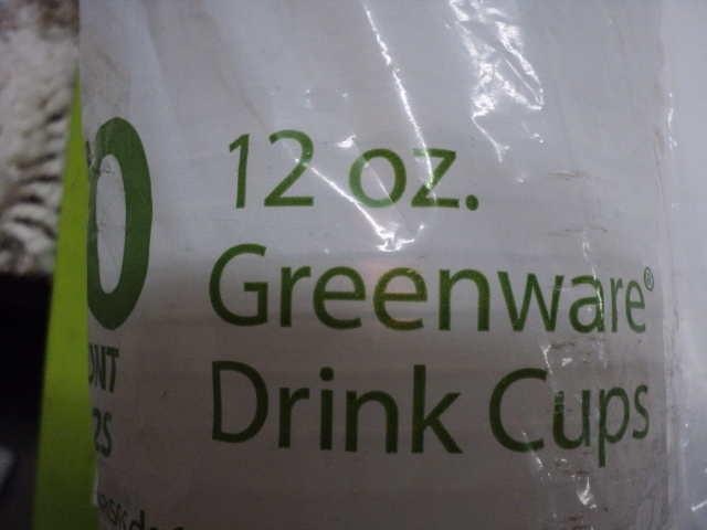 1000 12 ounce Greenware drink cups...