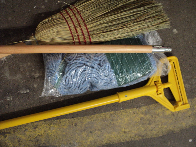 mop and brooms...