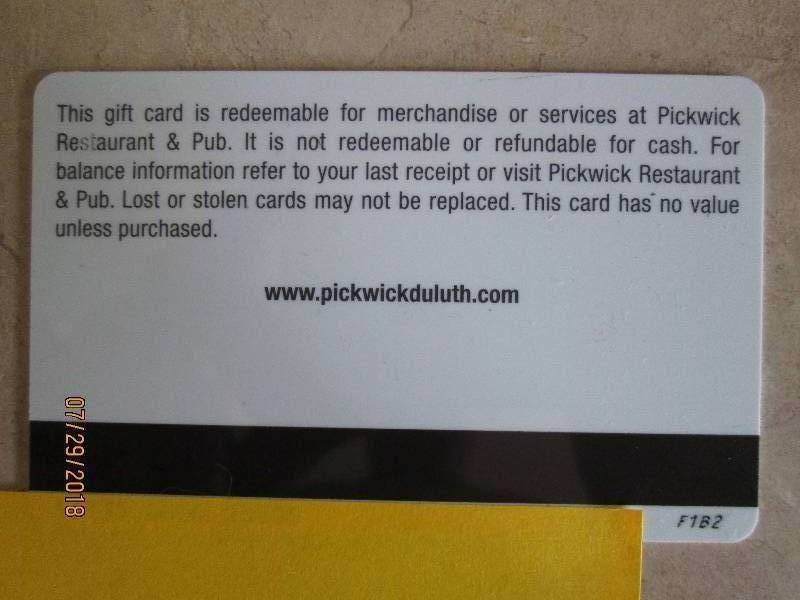 $50.00 Value Gift Card for historic Pickwick restaurant in Duluth MN