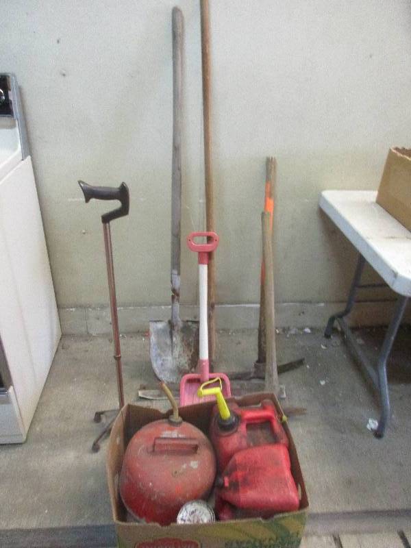 Yard tools and gas cans