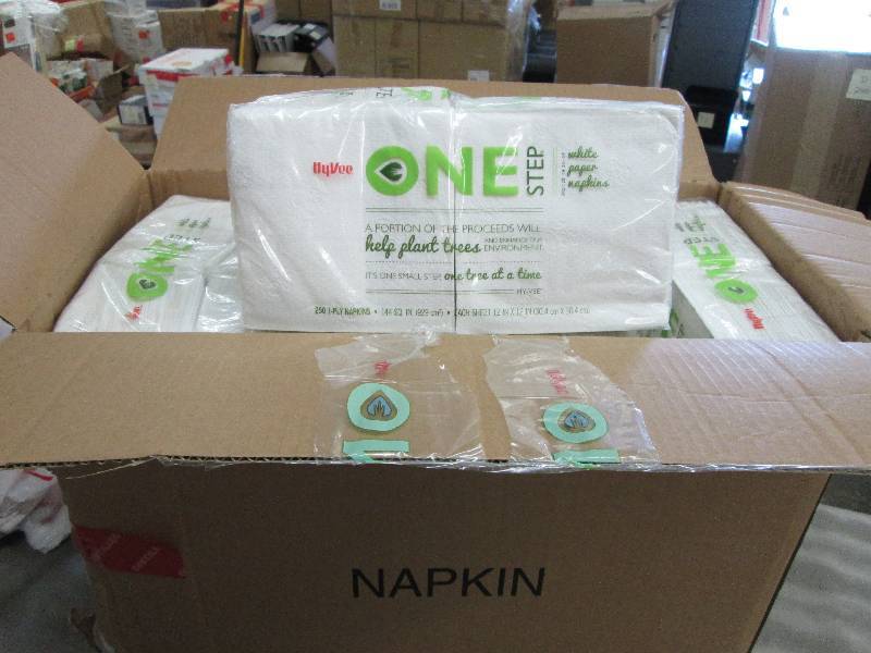 lot 150 image: Case of Hyvee One Step 12x12 Napkin...