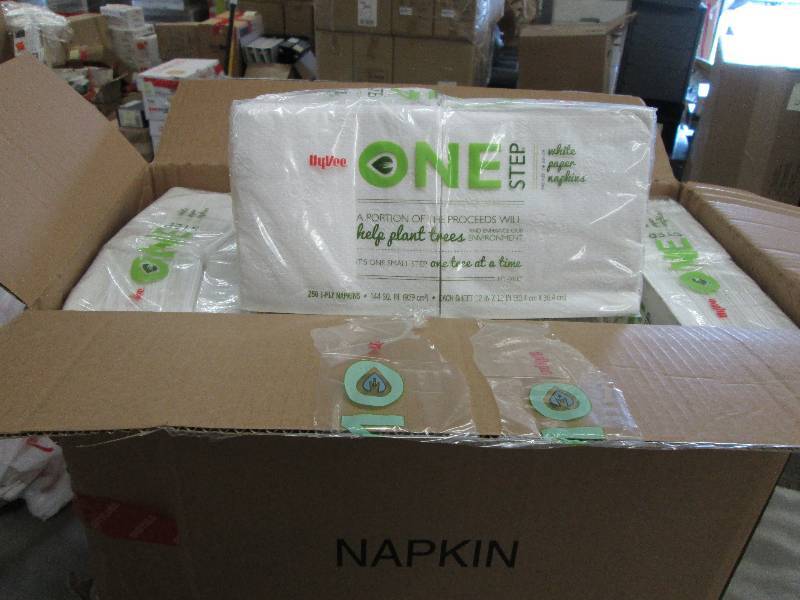 lot 152 image: Case of Hyvee One Step 12x12 Napkin...