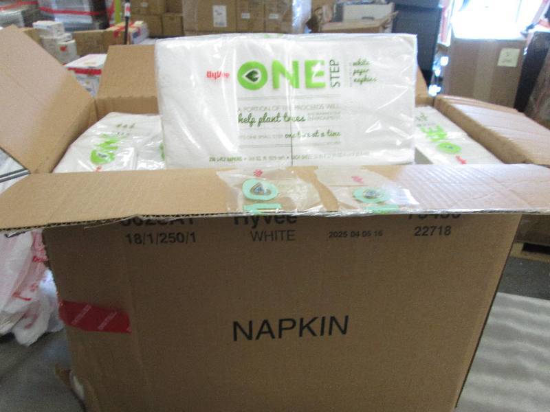 lot 153 image: Case of Hyvee One Step 12x12 Napkin...