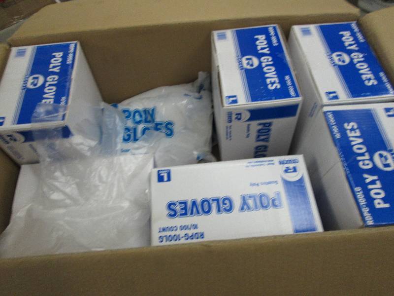 lot 187 image: 6 Boxes of 1000 Poly Gloves Large...