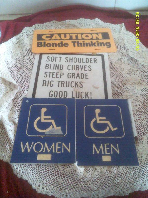 4 PLASTIC SIGNS