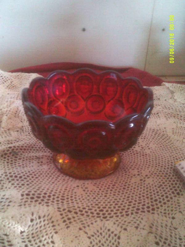 RUBY RED PEDISTAL DISH